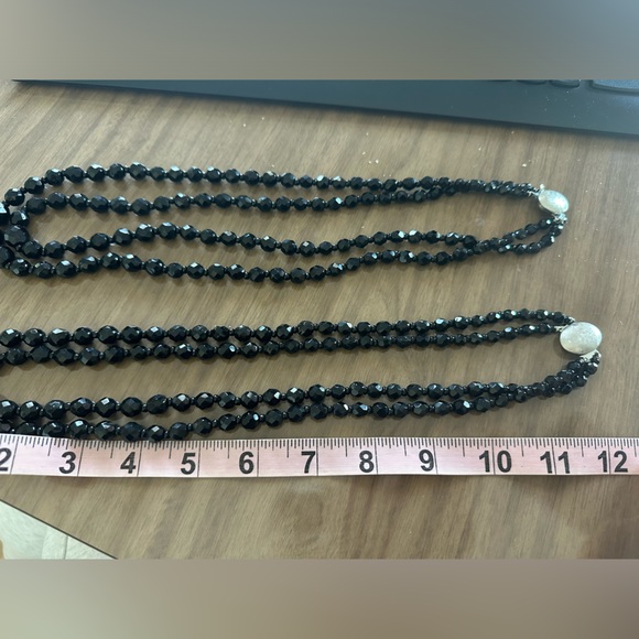 Vintage! 2 Austrian Black Crystal Double Strand Necklaces - Picture 9 of 9